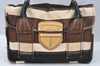 Authentic PRADA Vintage Canvas Leather 2Way Shoulder Hand Bag Purse Brown 7972I