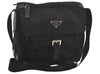 Authentic PRADA Nylon Tessuto Leather Shoulder Cross Body Bag Purse Black 7973I