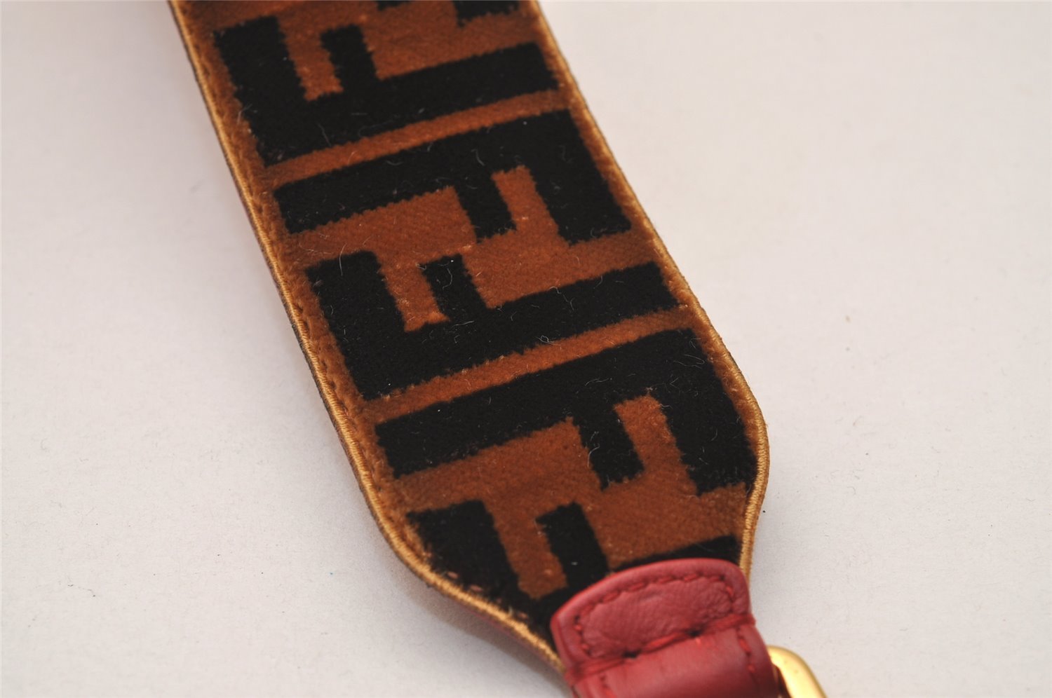 Authentic FENDI Zucca Shoulder Strap You Mini Velour Leather 15