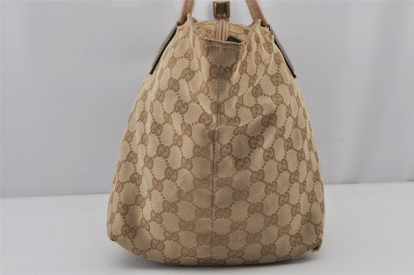 Authentic GUCCI Sherry Line Tote Bag GG Canvas Enamel 131230 Beige 7974J
