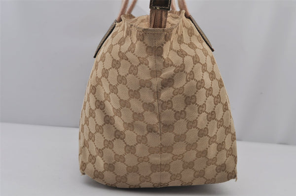 Authentic GUCCI Sherry Line Tote Bag GG Canvas Enamel 131230 Beige 7974J