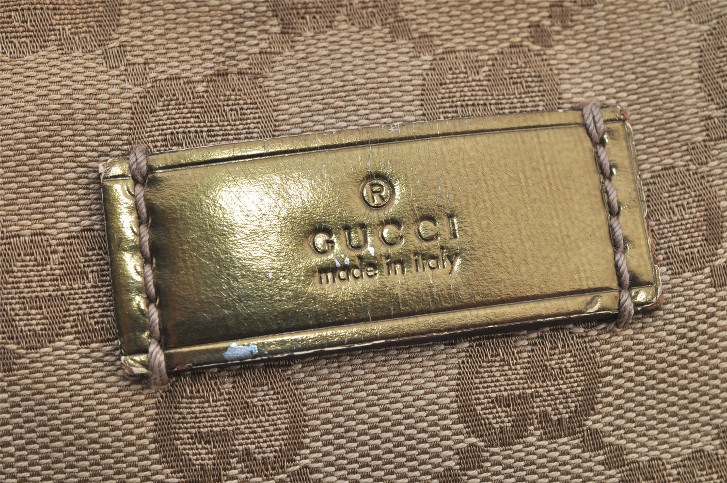 Authentic GUCCI Sherry Line Tote Bag GG Canvas Enamel 131230 Beige 7974J