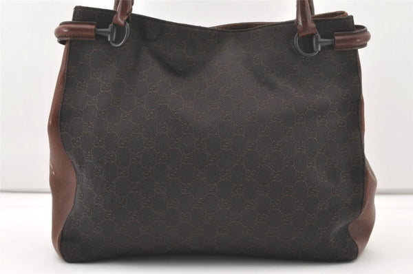 Authentic GUCCI Horsebit Shoulder Tote Bag GG Canvas Leather 101346 Brown 7975J