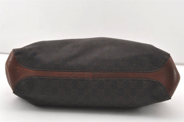 Authentic GUCCI Horsebit Shoulder Tote Bag GG Canvas Leather 101346 Brown 7975J