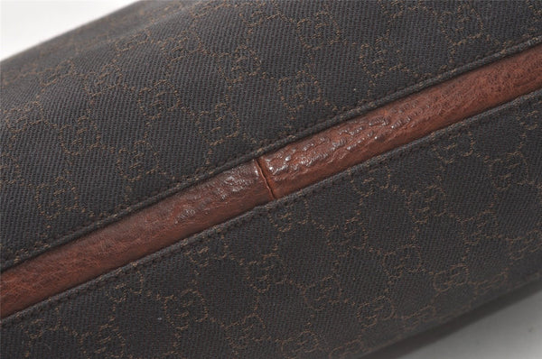 Authentic GUCCI Horsebit Shoulder Tote Bag GG Canvas Leather 101346 Brown 7975J