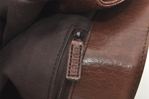 Authentic GUCCI Horsebit Shoulder Tote Bag GG Canvas Leather 101346 Brown 7975J