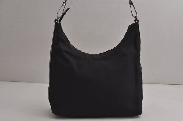 Authentic GUCCI Vintage Shoulder Hand Bag Purse Nylon Leather Black 7976J