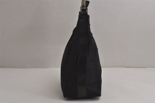 Authentic GUCCI Vintage Shoulder Hand Bag Purse Nylon Leather Black 7976J