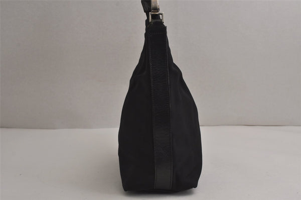 Authentic GUCCI Vintage Shoulder Hand Bag Purse Nylon Leather Black 7976J