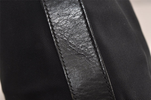 Authentic GUCCI Vintage Shoulder Hand Bag Purse Nylon Leather Black 7976J