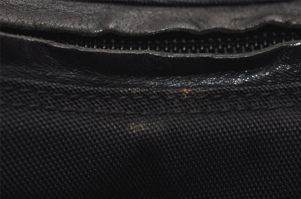 Authentic GUCCI Vintage Shoulder Hand Bag Purse Nylon Leather Black 7976J