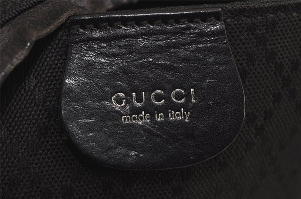 Authentic GUCCI Vintage Shoulder Hand Bag Purse Nylon Leather Black 7976J