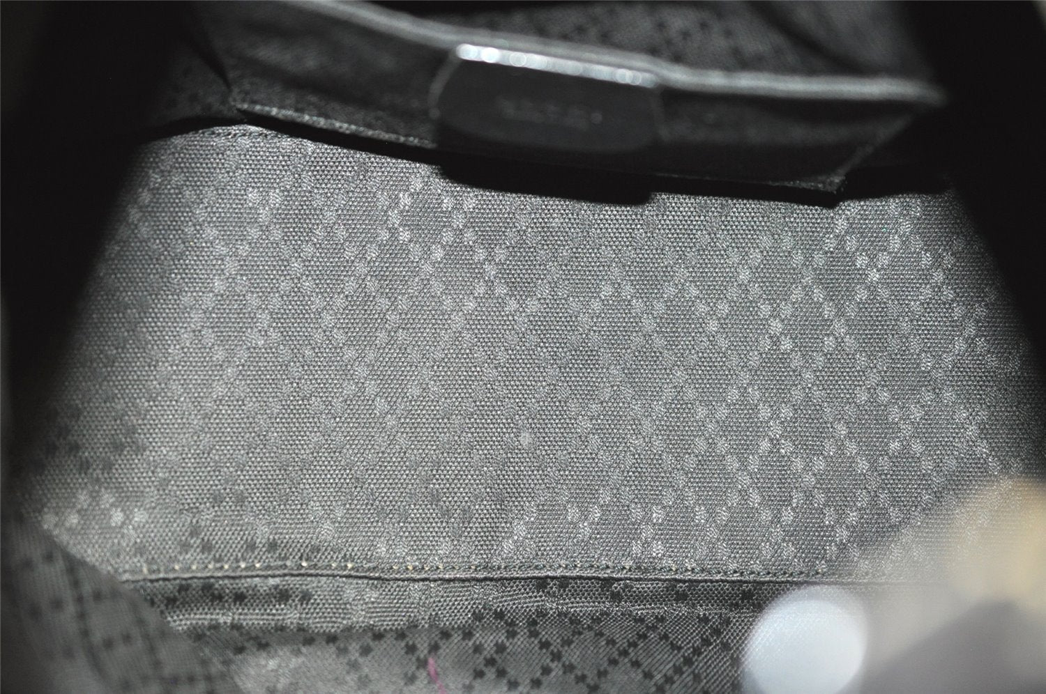 Authentic GUCCI Vintage Shoulder Hand Bag Purse Nylon Leather Black 7976J