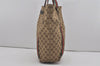 Authentic GUCCI Web Sherry Line Tote Bag GG Canvas Leather 189669 Brown 7977I