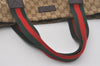 Authentic GUCCI Web Sherry Line Tote Bag GG Canvas Leather 189669 Brown 7977I