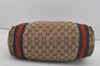 Authentic GUCCI Web Sherry Line Tote Bag GG Canvas Leather 189669 Brown 7977I