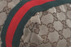 Authentic GUCCI Web Sherry Line Tote Bag GG Canvas Leather 189669 Brown 7977I