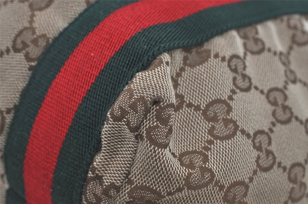 Authentic GUCCI Web Sherry Line Tote Bag GG Canvas Leather 189669 Brown 7977I