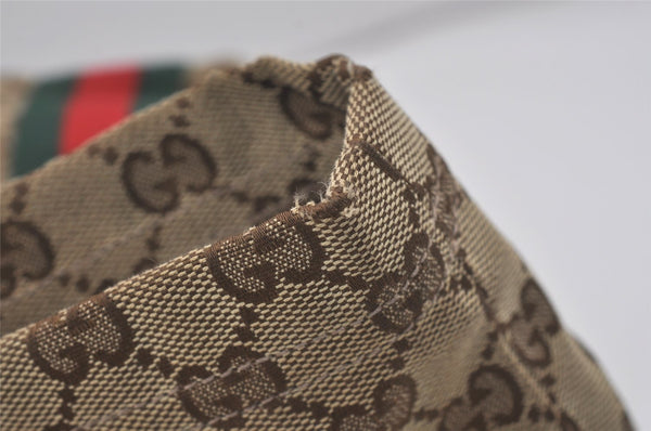 Authentic GUCCI Web Sherry Line Tote Bag GG Canvas Leather 189669 Brown 7977I