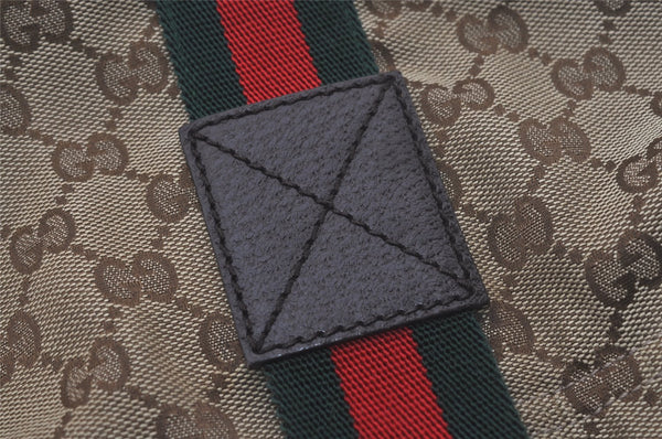 Authentic GUCCI Web Sherry Line Tote Bag GG Canvas Leather 189669 Brown 7977I