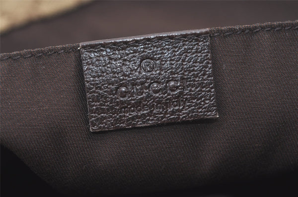 Authentic GUCCI Web Sherry Line Tote Bag GG Canvas Leather 189669 Brown 7977I