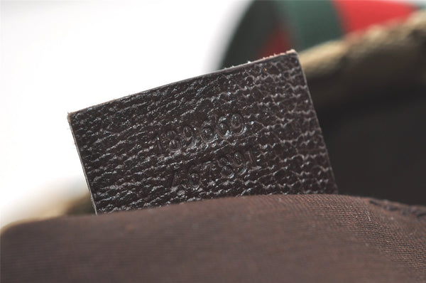 Authentic GUCCI Web Sherry Line Tote Bag GG Canvas Leather 189669 Brown 7977I