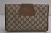 Authentic GUCCI Web Sherry Line Clutch Hand Bag Purse GG PVC Leather Brown 7977J