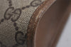 Authentic GUCCI Web Sherry Line Clutch Hand Bag Purse GG PVC Leather Brown 7977J