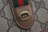 Authentic GUCCI Web Sherry Line Clutch Hand Bag Purse GG PVC Leather Brown 7977J