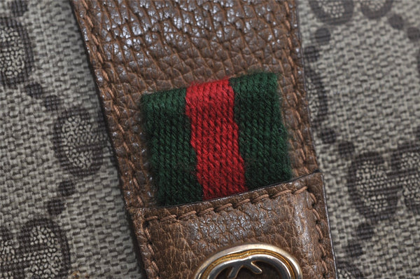 Authentic GUCCI Web Sherry Line Clutch Hand Bag Purse GG PVC Leather Brown 7977J