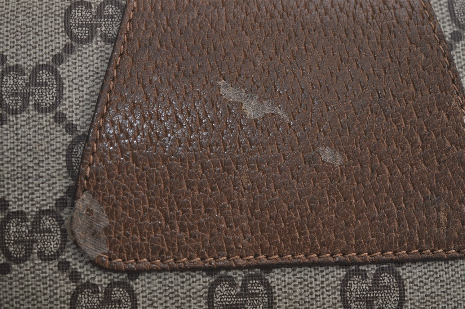 Authentic GUCCI Web Sherry Line Clutch Hand Bag Purse GG PVC Leather Brown 7977J