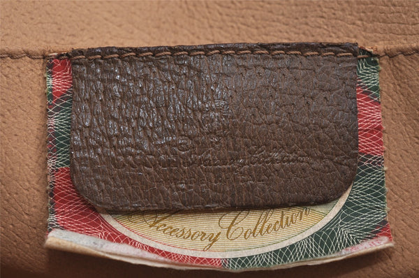 Authentic GUCCI Web Sherry Line Clutch Hand Bag Purse GG PVC Leather Brown 7977J