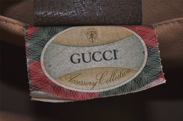 Authentic GUCCI Web Sherry Line Clutch Hand Bag Purse GG PVC Leather Brown 7977J