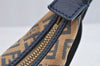 Authentic FENDI Vintage Zucchino Shoulder Bag Canvas Leather Navy Brown 7978I