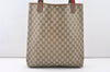 Authentic GUCCI Web Sherry Line Shoulder Tote Bag GG PVC Leather Brown 7978J