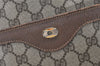 Authentic GUCCI Web Sherry Line Shoulder Tote Bag GG PVC Leather Brown 7978J