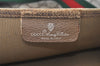 Authentic GUCCI Web Sherry Line Shoulder Tote Bag GG PVC Leather Brown 7978J