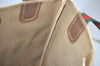 Authentic GUCCI Web Sherry Line Shoulder Tote Bag GG PVC Leather Brown 7978J
