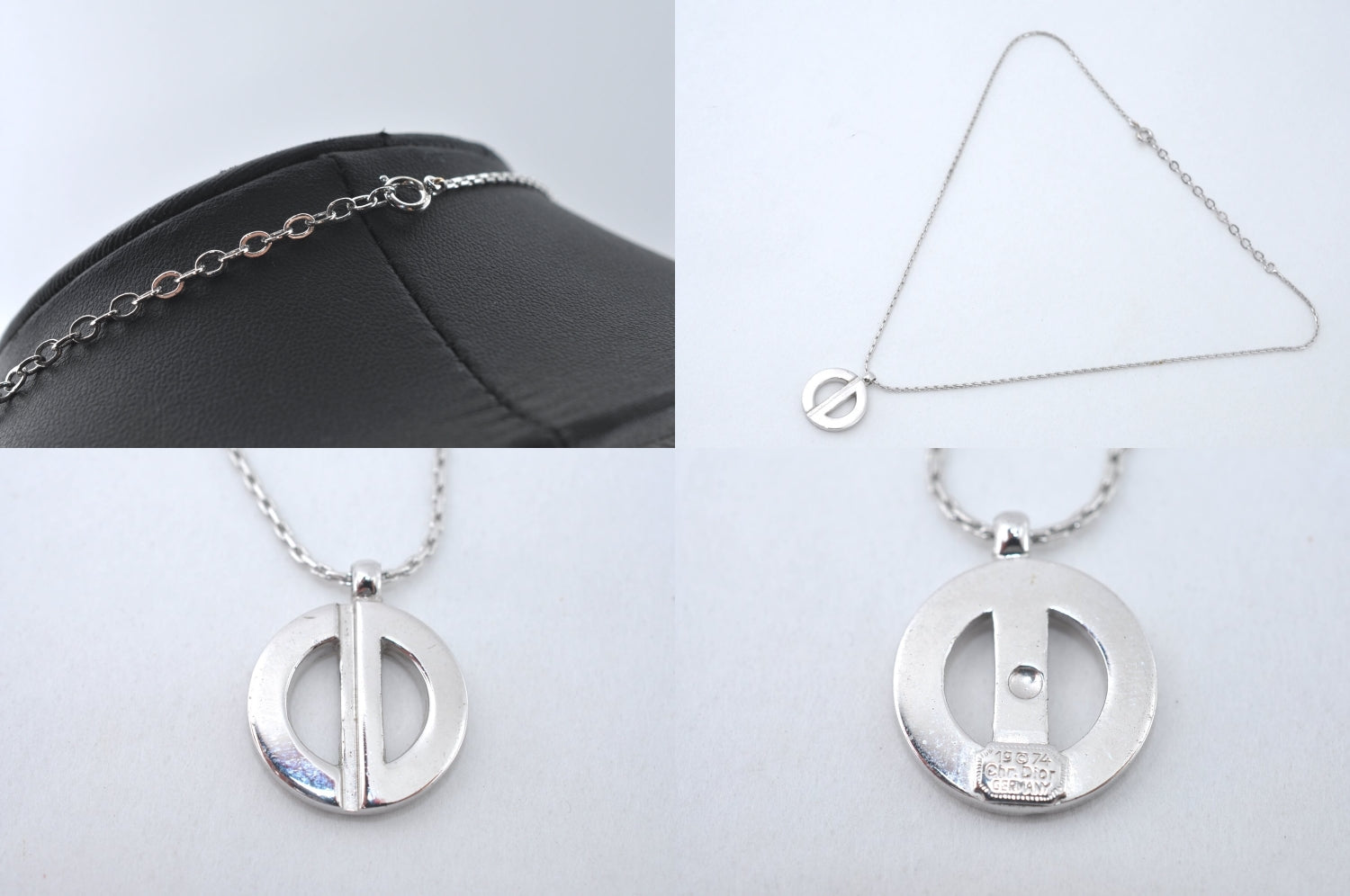 Authentic Christian Dior Silver Tone Chain Necklace CD 7978M