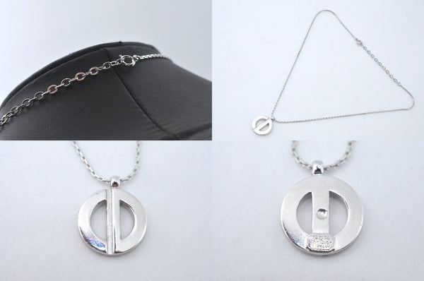 Authentic Christian Dior Silver Tone Chain Necklace CD 7978M