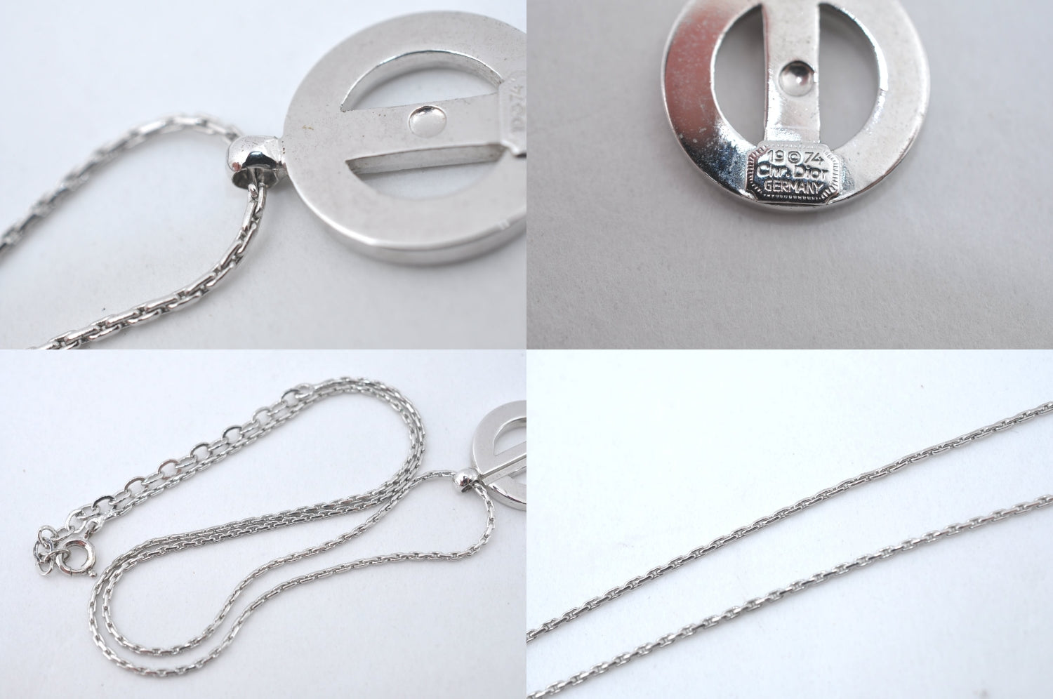 Authentic Christian Dior Silver Tone Chain Necklace CD 7978M