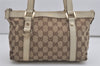 Authentic GUCCI Abbey Hand Tote Bag Purse GG Canvas Leather 141471 Brown 7979I