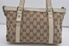 Authentic GUCCI Abbey Hand Tote Bag Purse GG Canvas Leather 141471 Brown 7979I