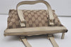 Authentic GUCCI Abbey Hand Tote Bag Purse GG Canvas Leather 141471 Brown 7979I