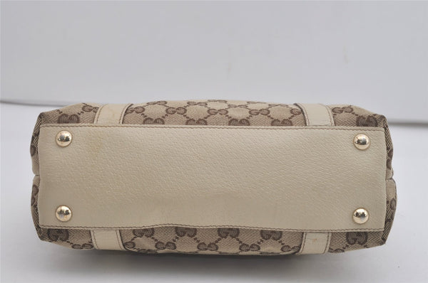 Authentic GUCCI Abbey Hand Tote Bag Purse GG Canvas Leather 141471 Brown 7979I