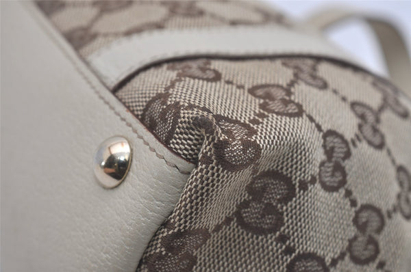 Authentic GUCCI Abbey Hand Tote Bag Purse GG Canvas Leather 141471 Brown 7979I