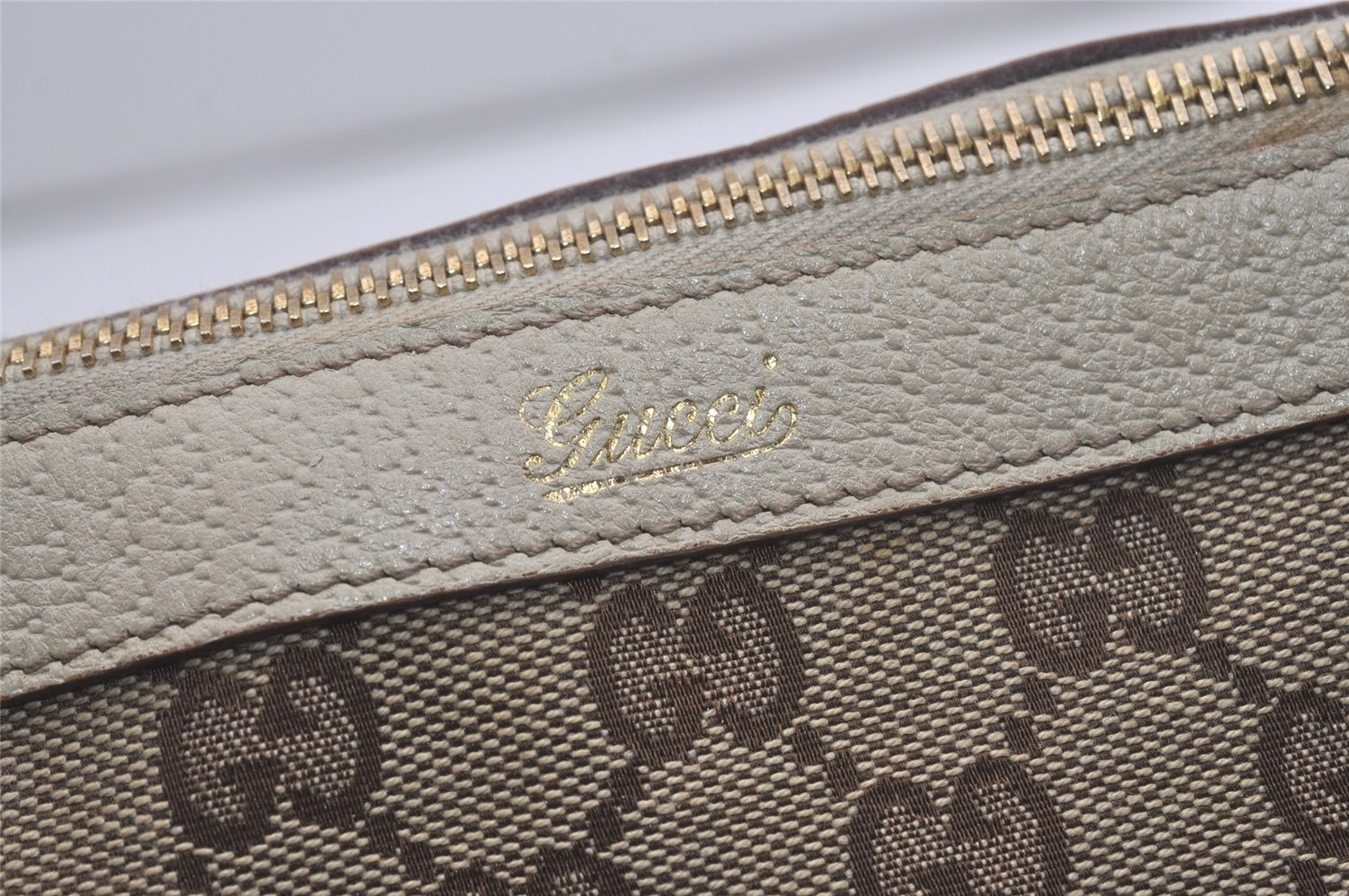 Authentic GUCCI Abbey Hand Tote Bag Purse GG Canvas Leather 141471 Brown 7979I