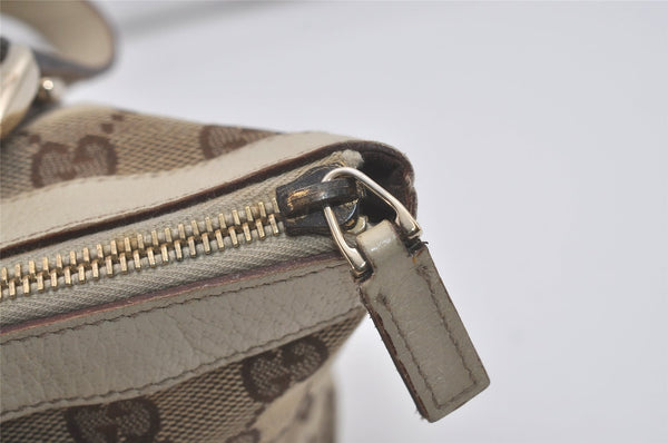 Authentic GUCCI Abbey Hand Tote Bag Purse GG Canvas Leather 141471 Brown 7979I