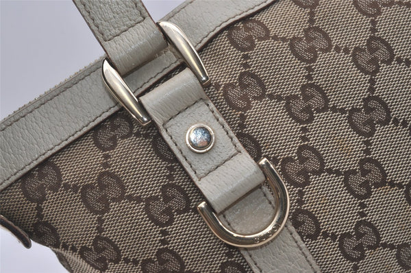 Authentic GUCCI Abbey Hand Tote Bag Purse GG Canvas Leather 141471 Brown 7979I