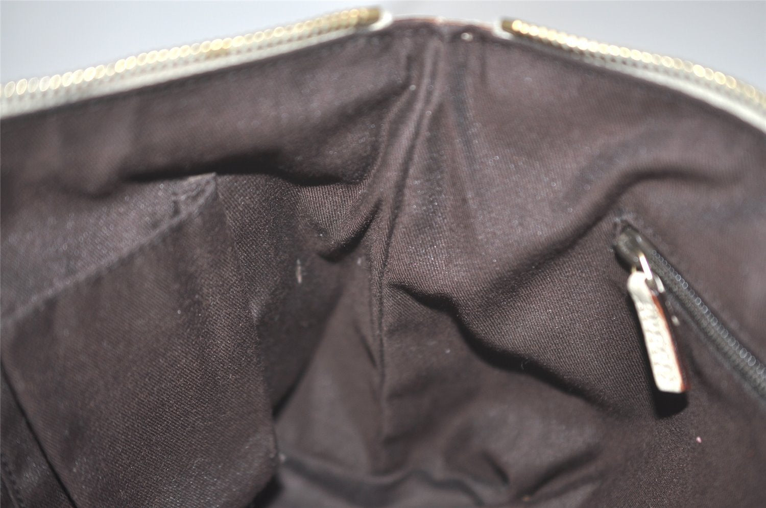 Authentic GUCCI Abbey Hand Tote Bag Purse GG Canvas Leather 141471 Brown 7979I